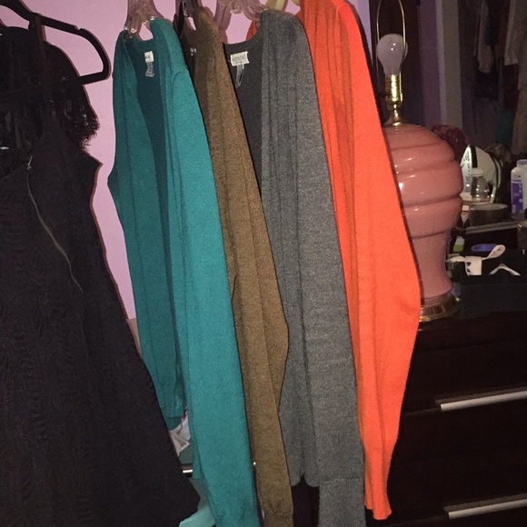 4 Cardigans for Sale (Orange, Green, Gray, Brown) - Picture 1 of 6